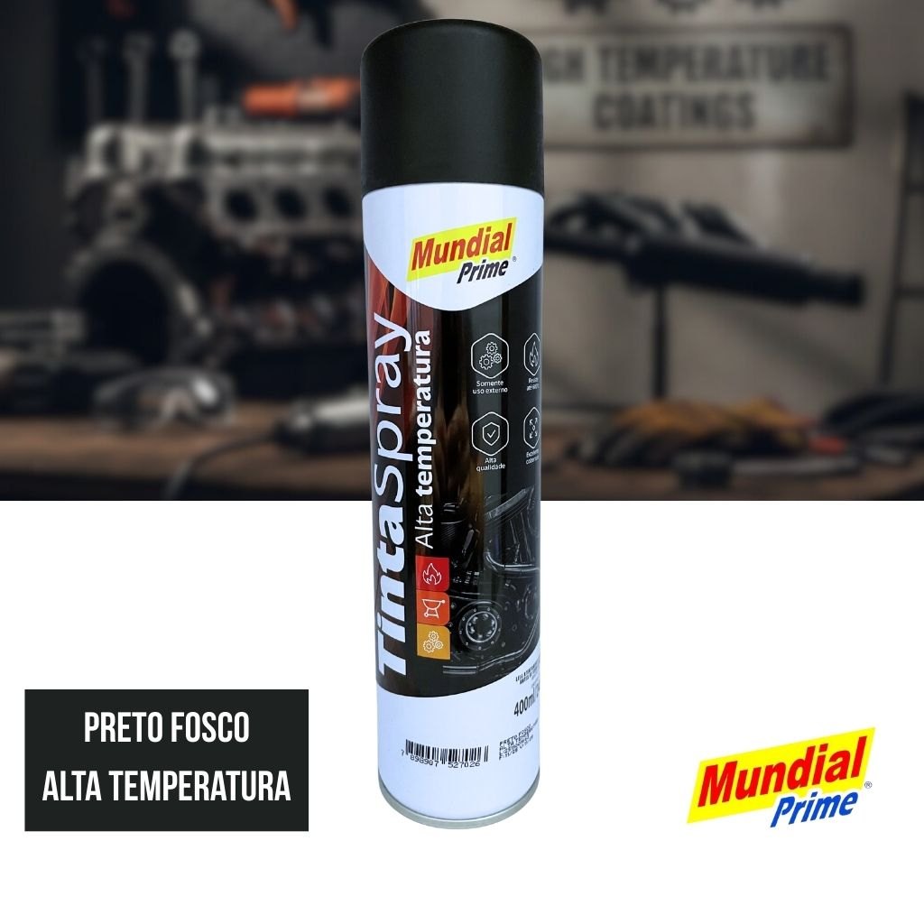 Tinta Spray 400ml Alta Temperatura Preto Fosco