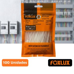Abraçadeira Nylon 100mm x 2.5mm Branca 100 unidades