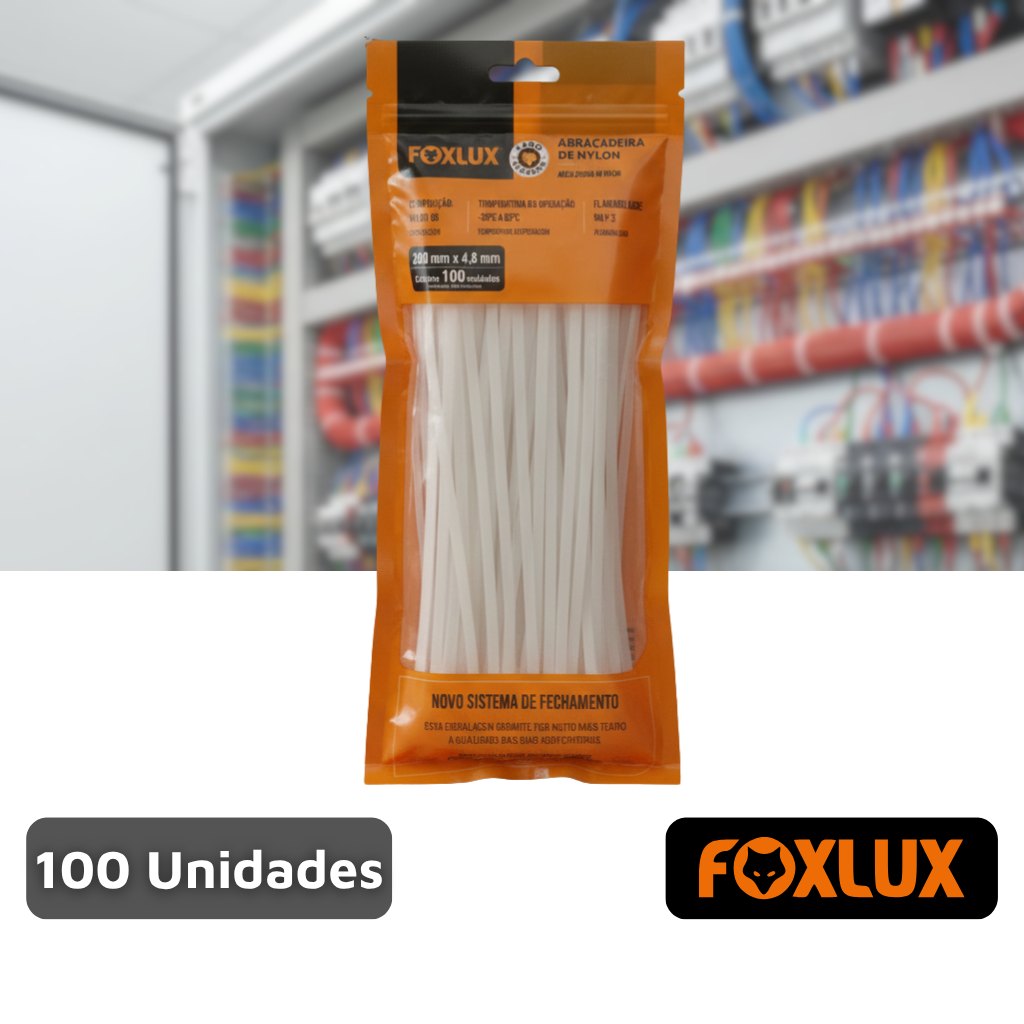 Abraçadeira 200mm x 4,8mm Branca 100 unidades