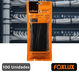 Abraçadeira 200mm x 4,8mm Preta 100 Unidades