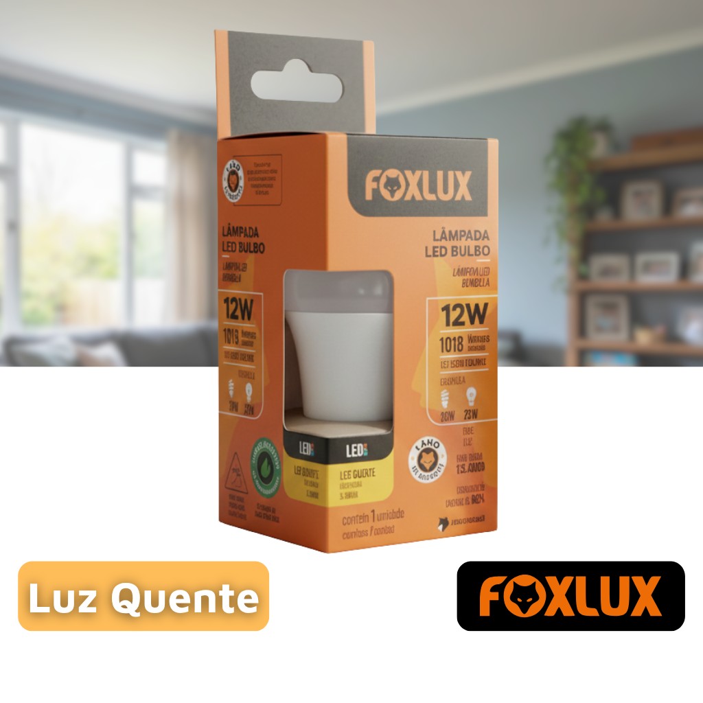 Lâmpada LED Bulbo 12W 3000K Bivolt Luz Quente E27