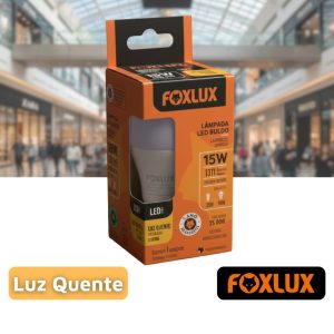 Lâmpada LED Bulbo 15W 3000K Bivolt Luz Quente E27