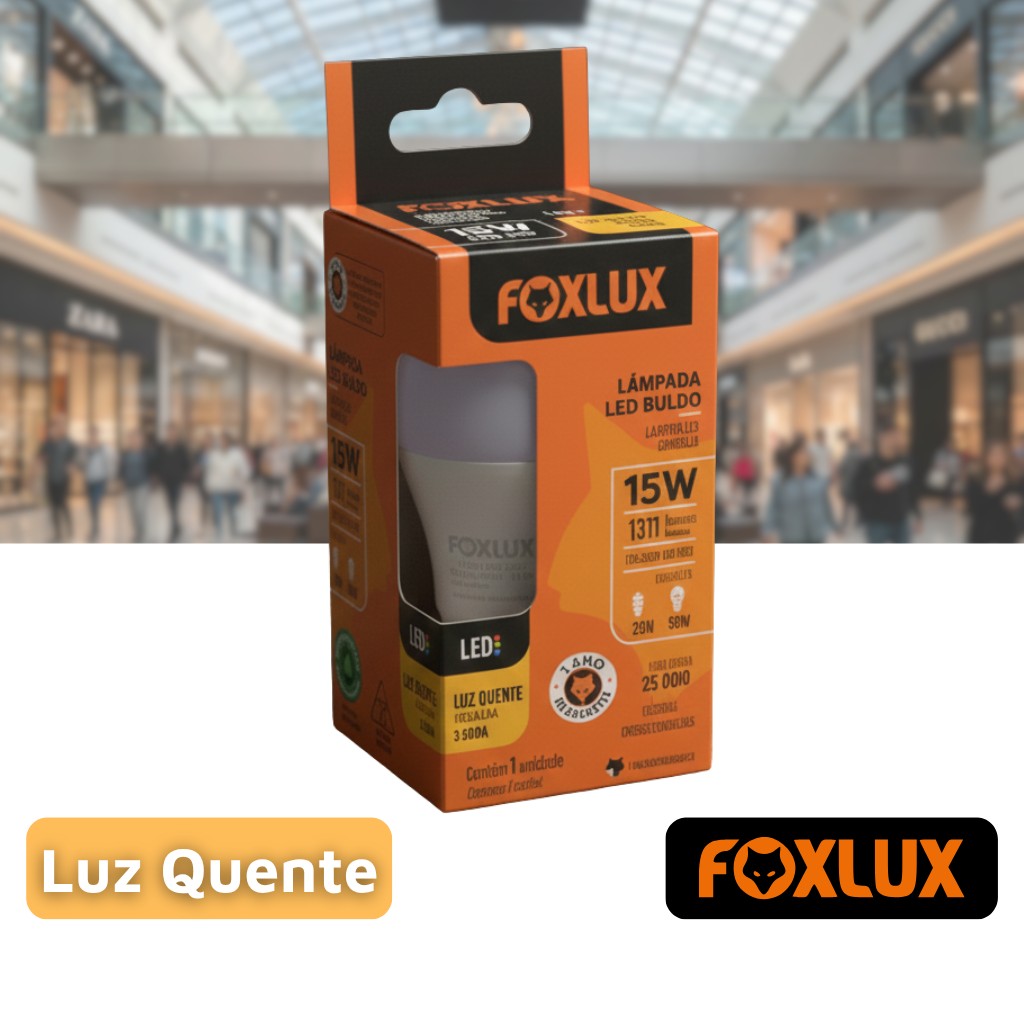 Lâmpada LED Bulbo 15W 3000K Bivolt Luz Quente E27