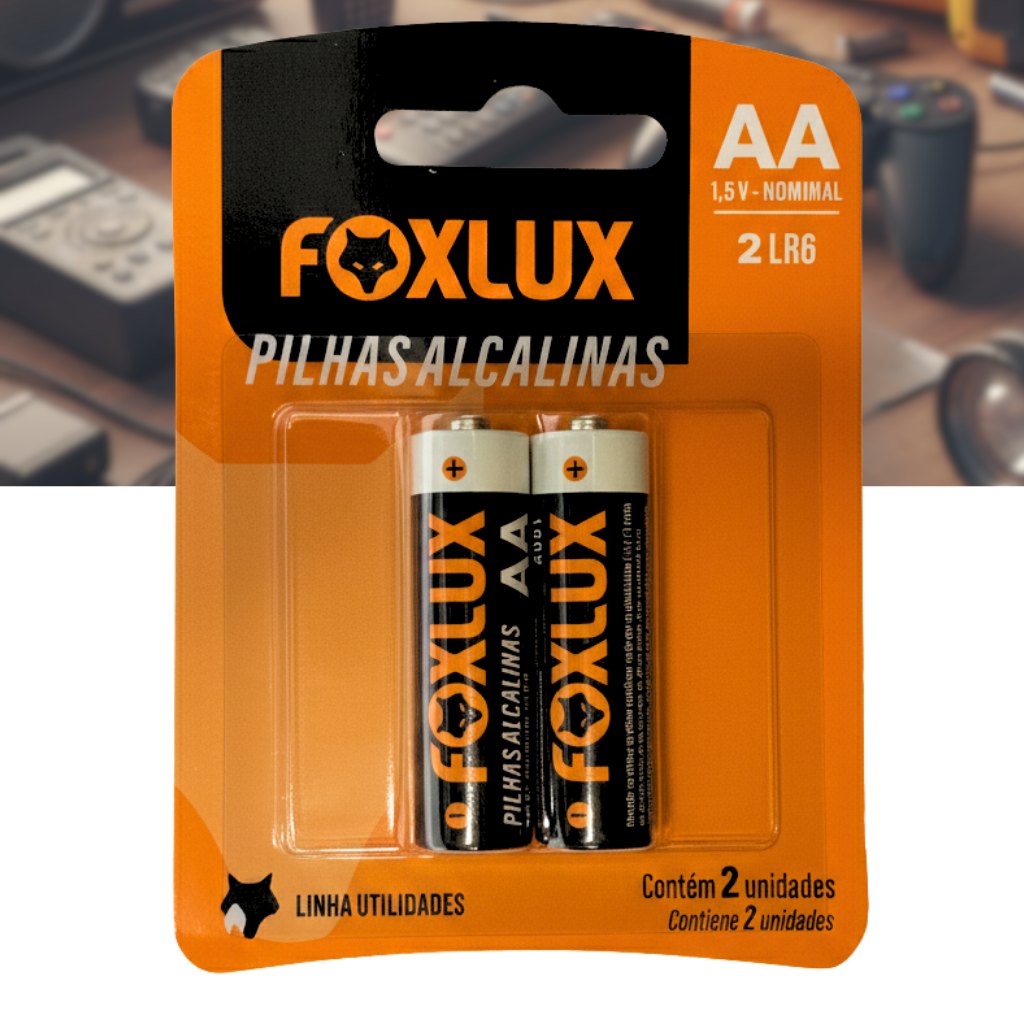 Pilha Alcalina Pequena AA Blister 2 unidades